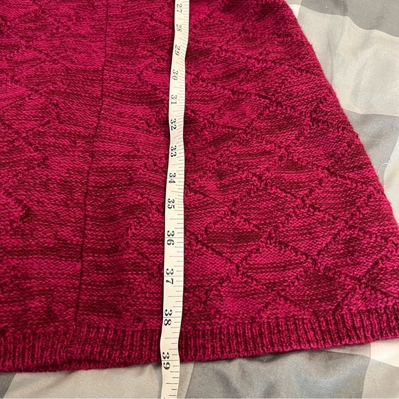 Sparrow Anthropologie Cranberry Marled Wool Blend Fit and Flare Sweater Dress M - Picture 10 of 12